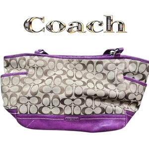 Coach Monogram Violet and Traditional C Monogram Large Shoulder Bag